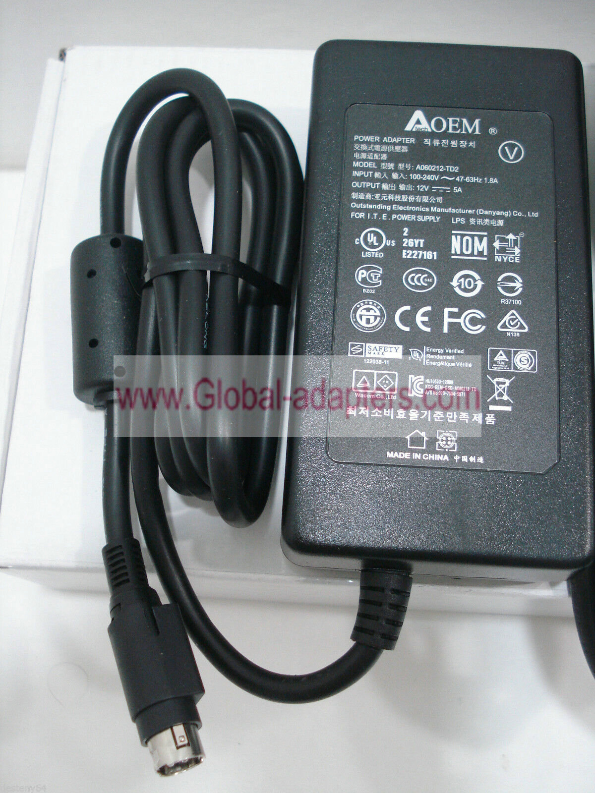 New ATech OEM A060212-TD2 12V 5A 4-Pin Power AC Adapter NEW